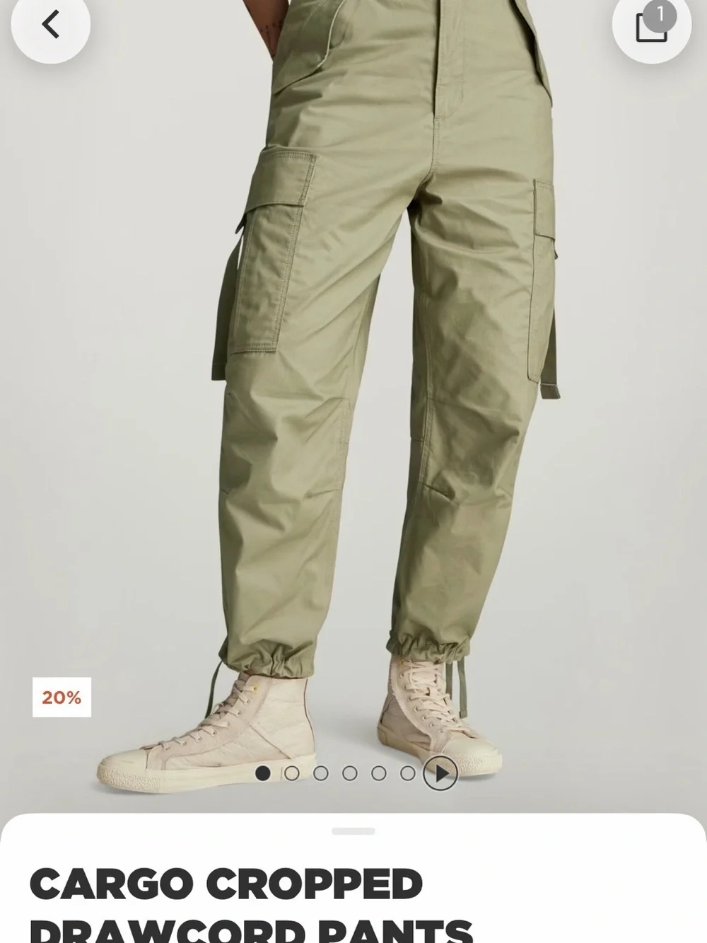G-Star Olive Green Cropped Cargo Pants - Picture 5 of 9